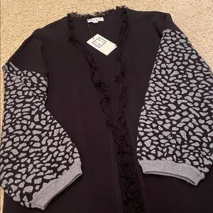 THML Black Textured long Sweater